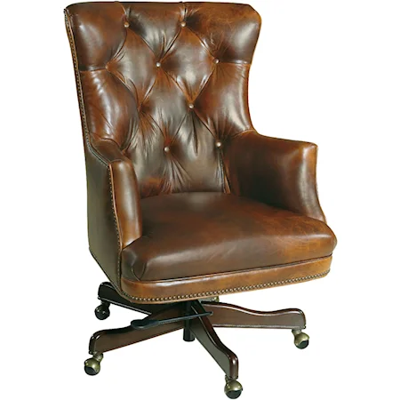 Transitional Executive Swivel Tilt Chair with Button Tufting and Nailheads